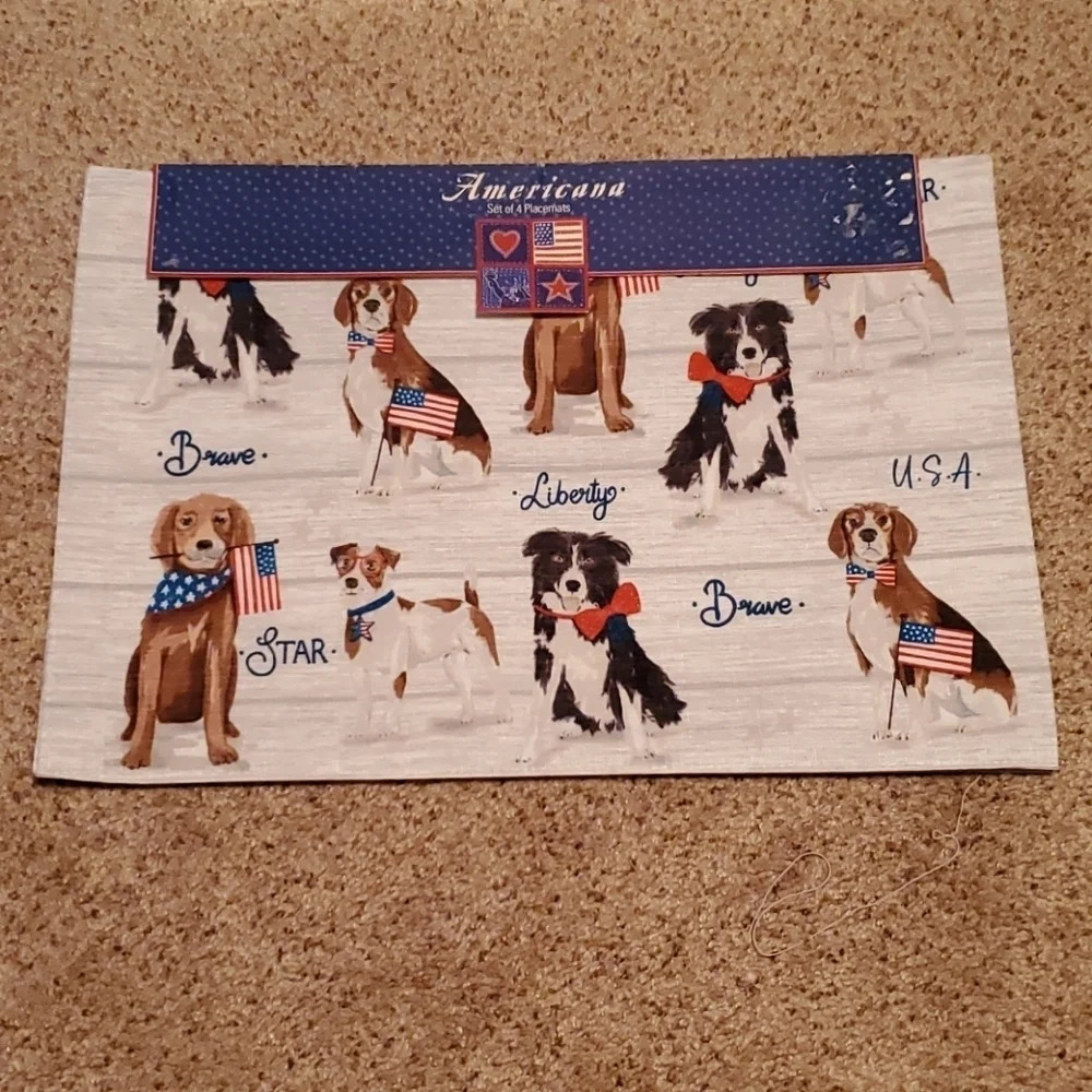 Americana Patriotic Doggie Placemats Set of 4
